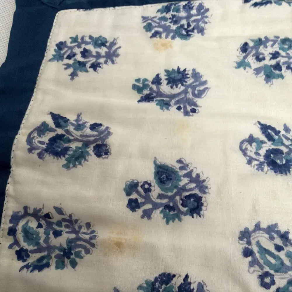 4 Vintage Pottery Barn Quilted Shams Blue White Floral Vine 2 Euro 2 Standard